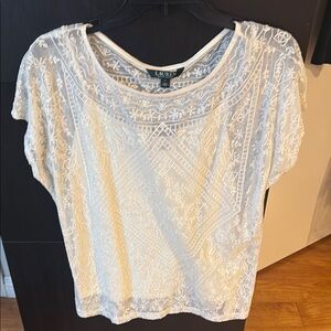 Lauren Ralph Lauren White Sequin Embellished Blouse